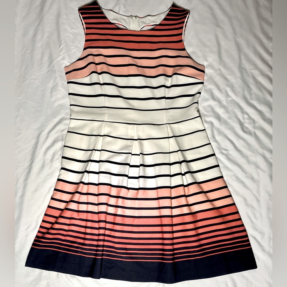 Size 16 studio one white,navy and pink gradiant striped sleeveless dress